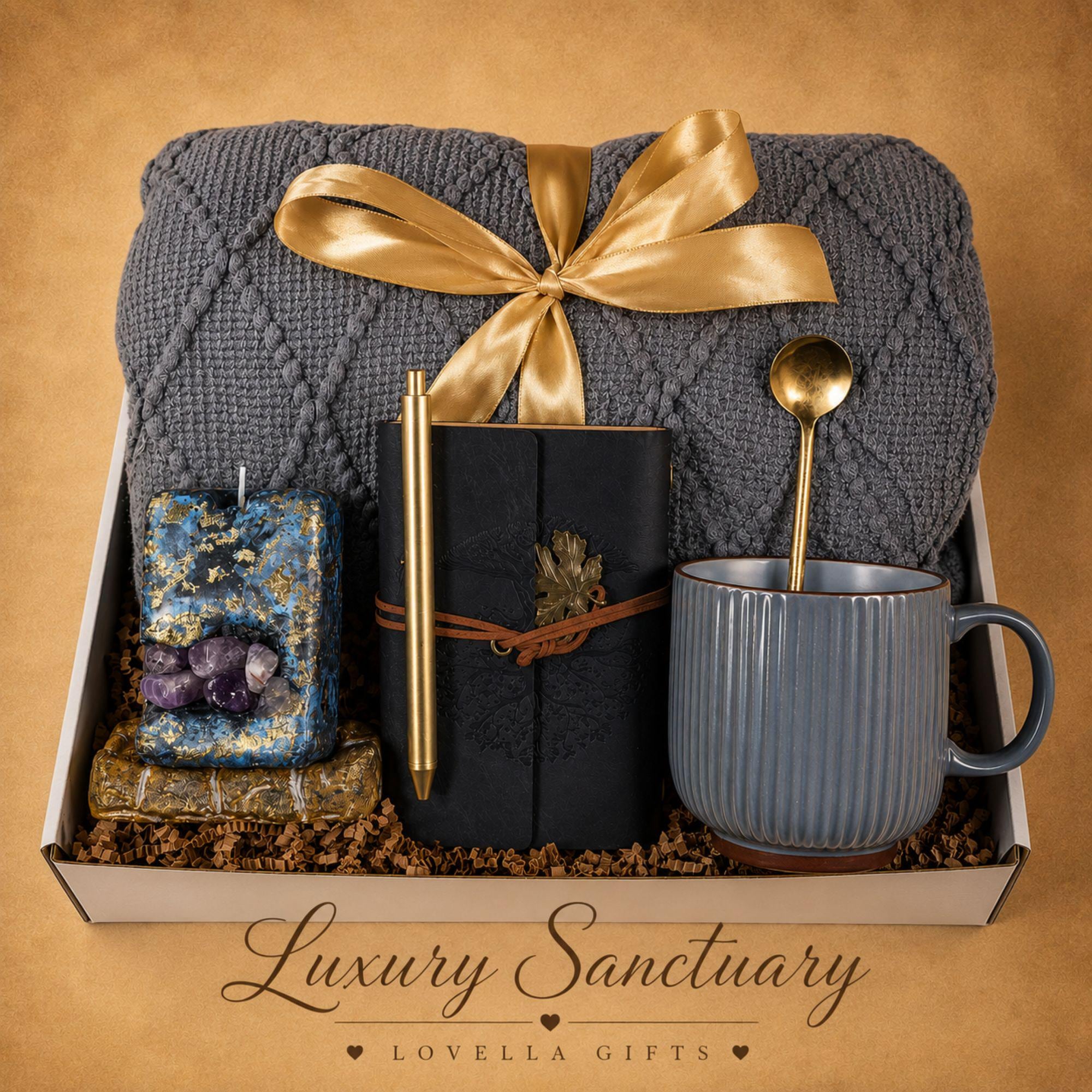 Money manifestation gift box featuring Tiger's Eye bracelet, prosperity stone, money candle and handmade soap. Prosperity gift set for wealth and abundance, entrepreneur gift, success crystal gift, good luck gift, financial success gift, law of attraction gift and wealth attraction gift ready to gift.