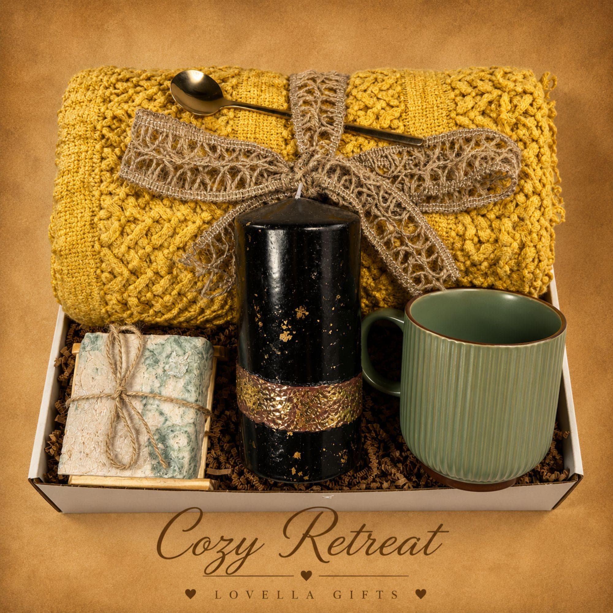 Money manifestation gift box featuring Tiger's Eye bracelet, prosperity stone, money candle and handmade soap. Prosperity gift set for wealth and abundance, entrepreneur gift, success crystal gift, good luck gift, financial success gift, law of attraction gift and wealth attraction gift ready to gift.