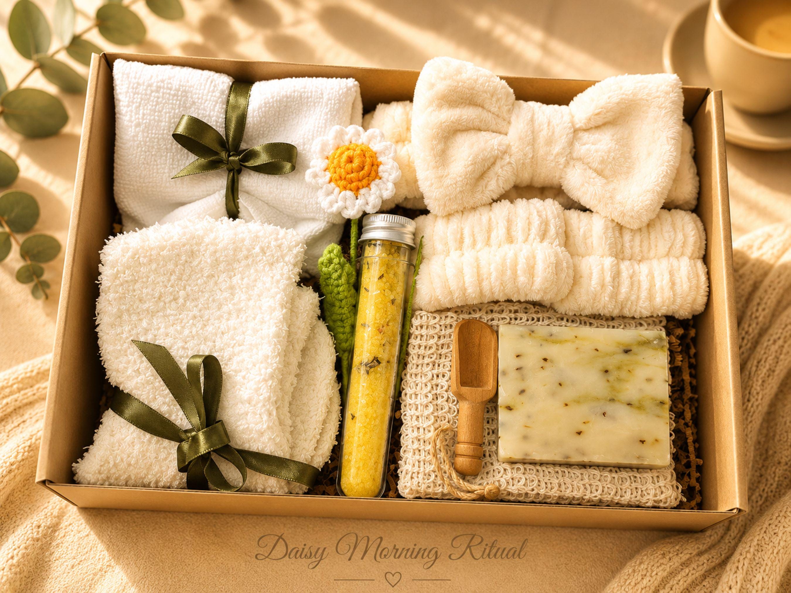 Hysterectomy Recovery Gift Box with cozy self care comfort items, surgery care package styling, get well soon support, and thoughtful gift for women presentation.