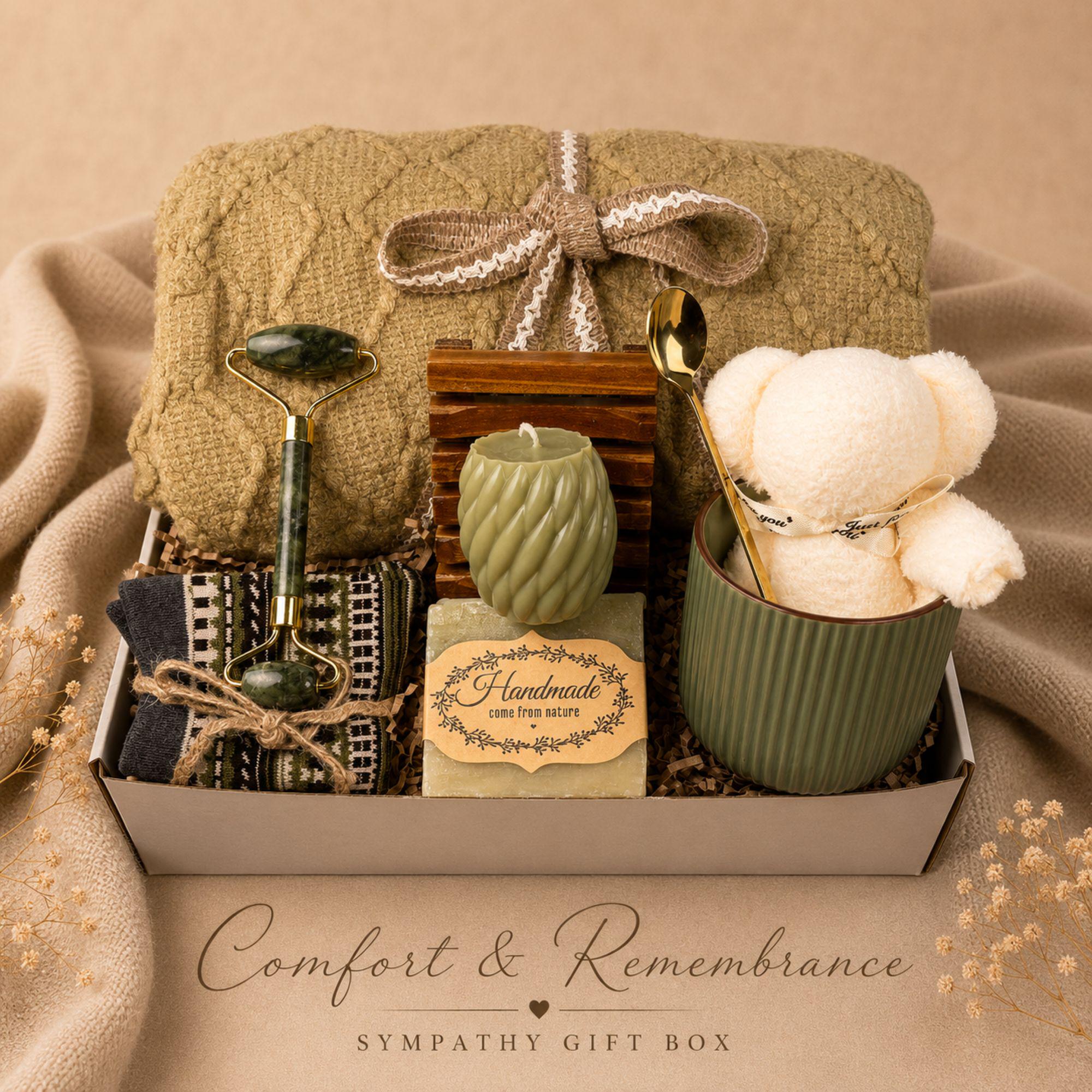 Loss of Mother Gift sympathy gift box with comforting bereavement care items, condolence support for loss of mom, and memorial gift presentation.
