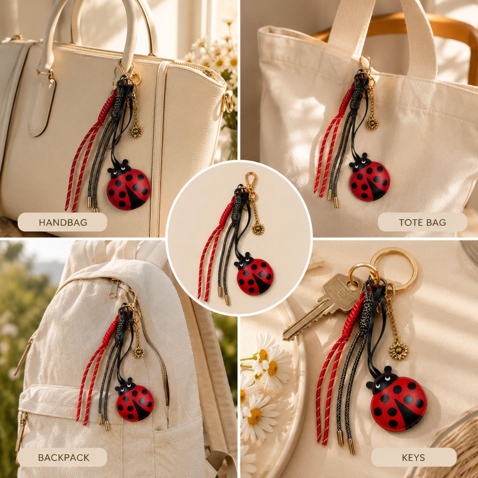 Ladybug Bag Charm cute lucky ladybug purse charm with handbag accessory styling, optional charm details, and cheerful gift for her presentation.