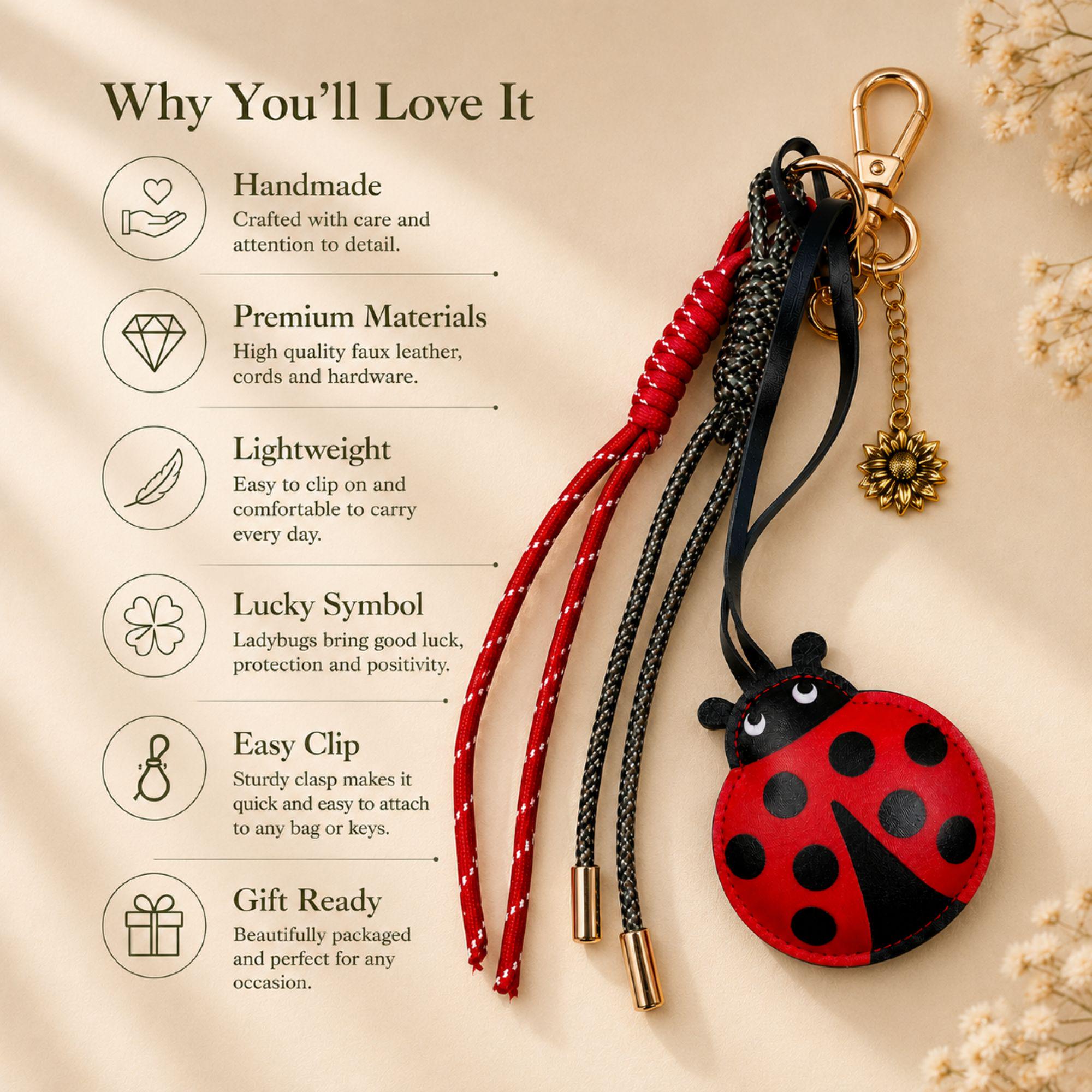 Ladybug Bag Charm cute lucky ladybug purse charm with handbag accessory styling, optional charm details, and cheerful gift for her presentation.