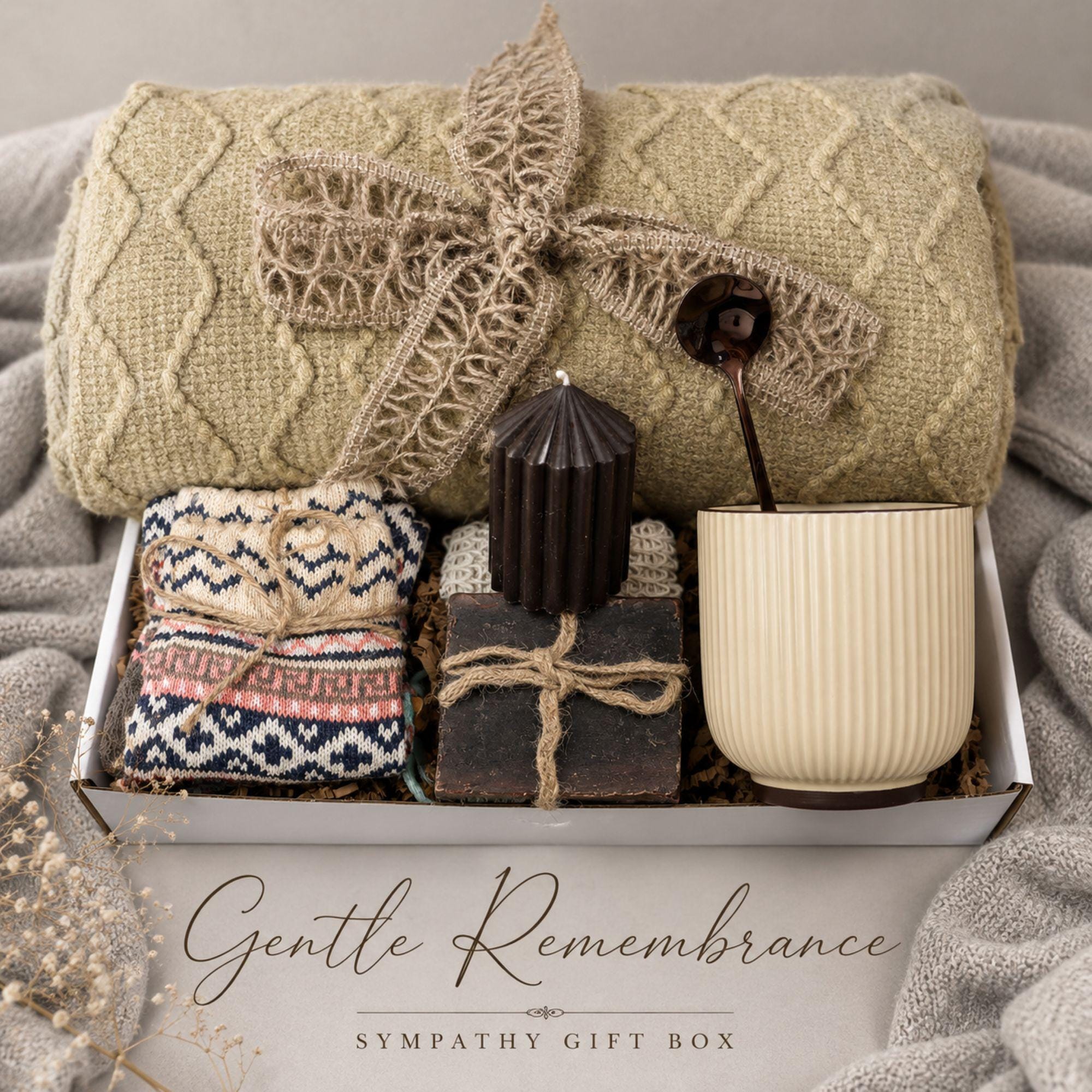 Loss of Mother Gift sympathy gift box with comforting bereavement care items, condolence support for loss of mom, and memorial gift presentation.