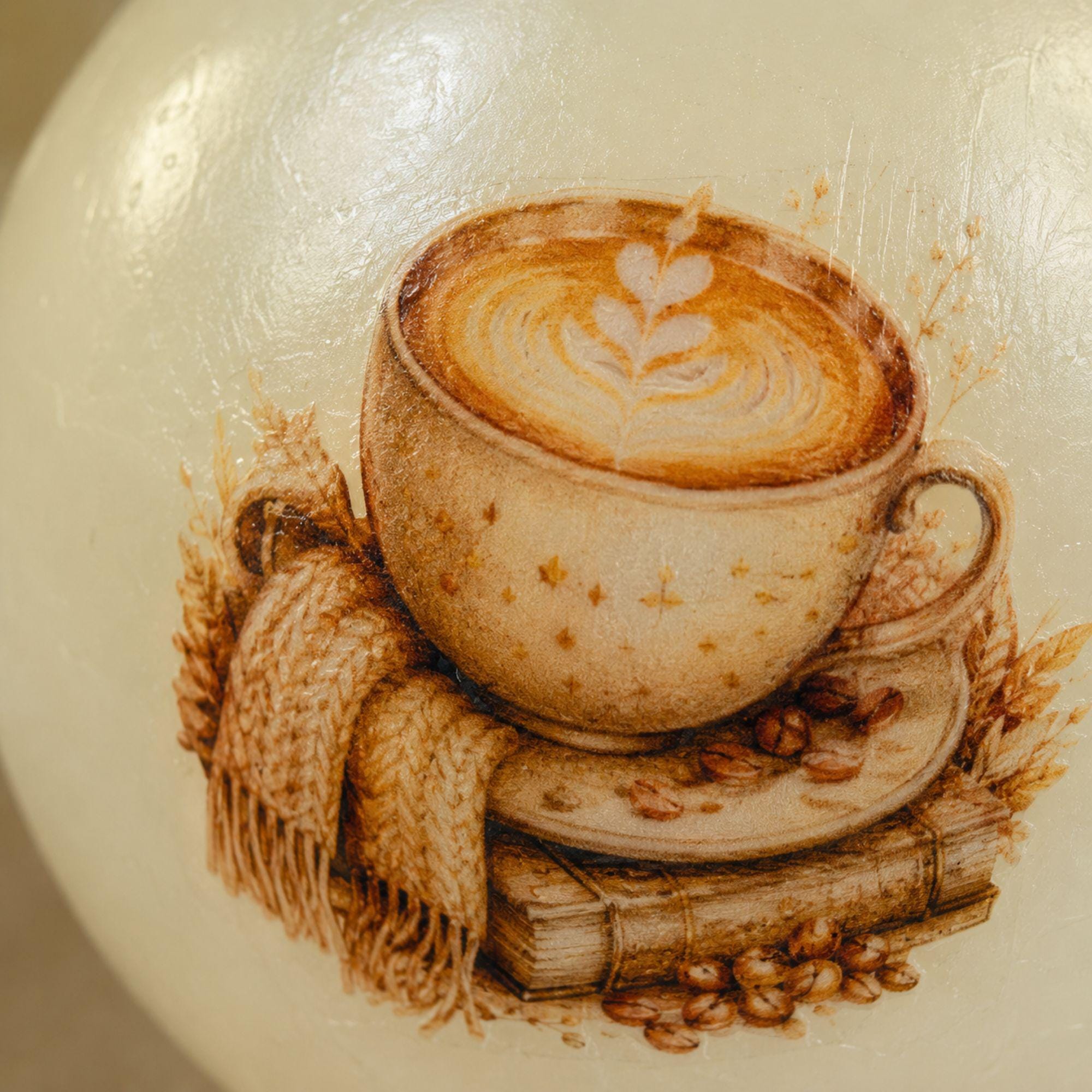 Autumn Candle handmade coffee lover fall decor sphere candle for cottagecore styling, Thanksgiving decor, hostess gift, and cozy housewarming gift. Product image 7.