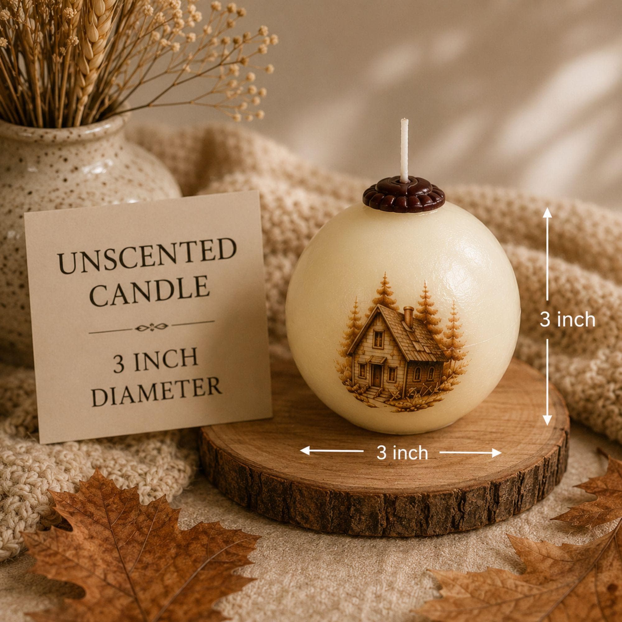 Apple Basket Candle handmade fall decor sphere candle for autumn decor, farmhouse harvest styling, Thanksgiving centerpiece, and housewarming gift. Product image 10.