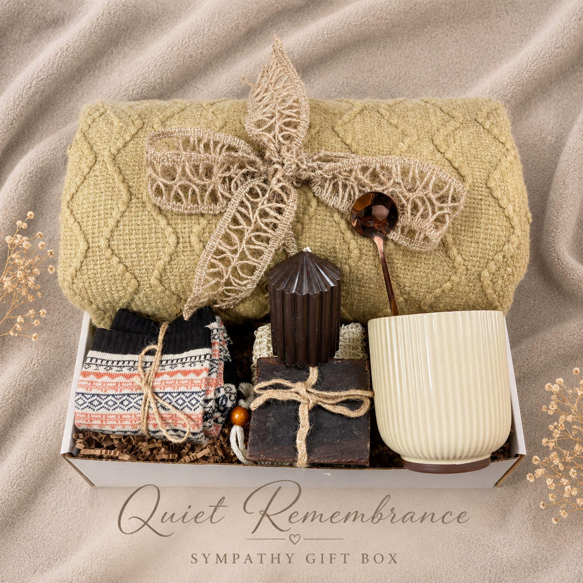 Pregnancy Loss Gift miscarriage care package with gentle comfort items, baby loss memorial support, sympathy gift for mom, and thoughtful bereavement presentation.