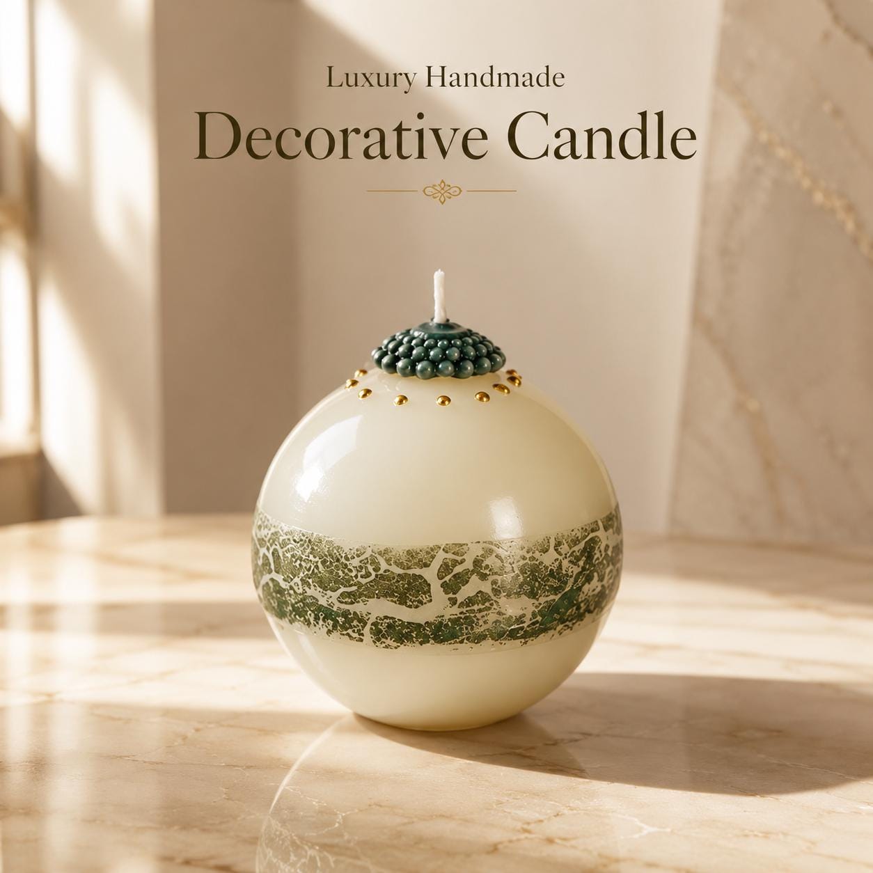 Luxury Decorative Sphere Candle handmade sculptural candle for modern home decor, elegant gift, coffee table decor, and housewarming gift. Product image 1.