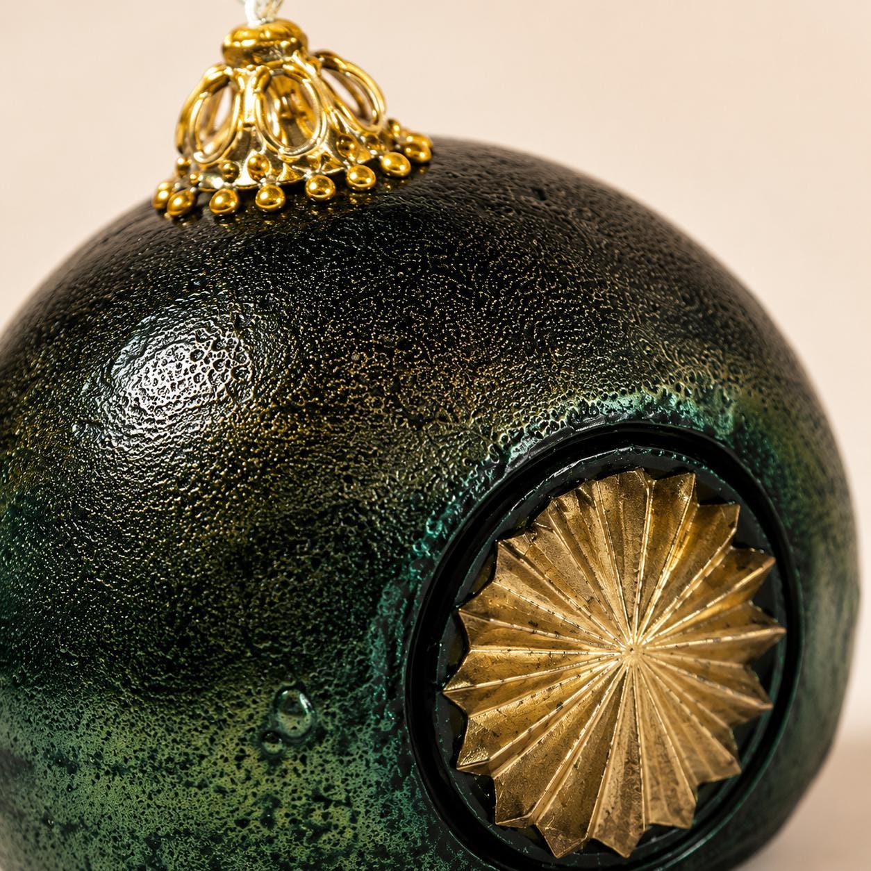 Luxury Decorative Orb Candle dark green handmade sculptural candle for modern home decor, unique housewarming gift, and sphere candle styling. Product image 3.