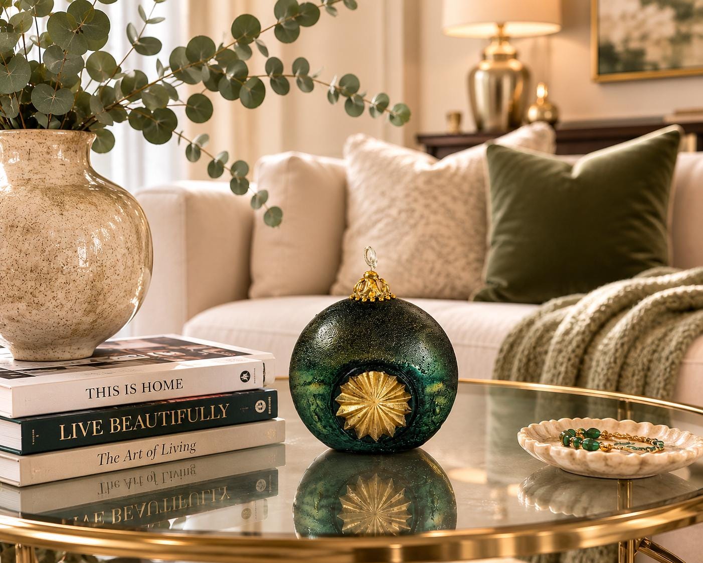 Luxury Decorative Orb Candle dark green handmade sculptural candle for modern home decor, unique housewarming gift, and sphere candle styling. Product image 5.