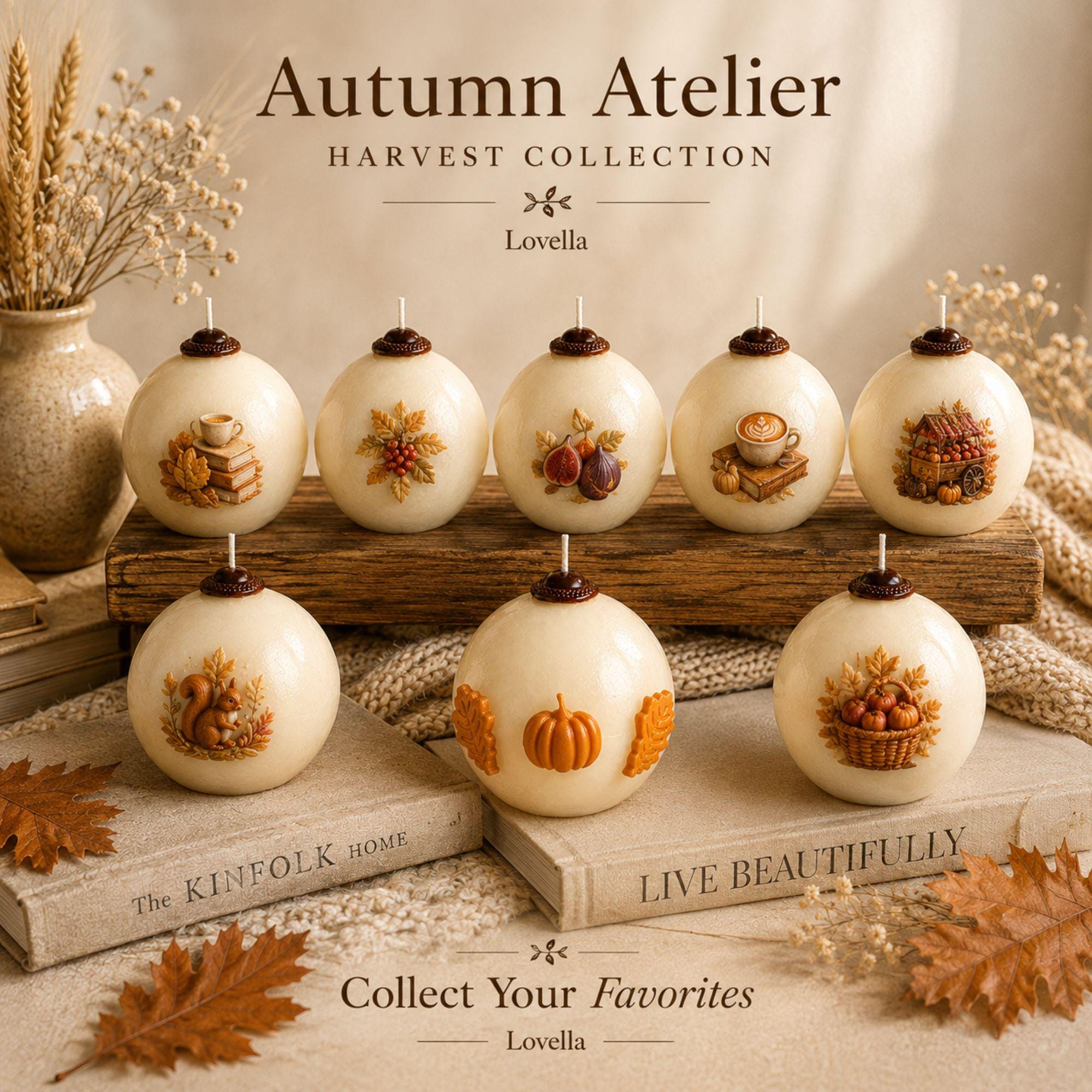 Pumpkin Candle handmade fall decor candle for Thanksgiving decor, autumn harvest styling, Halloween decor, and cozy housewarming gift. Product image 8.
