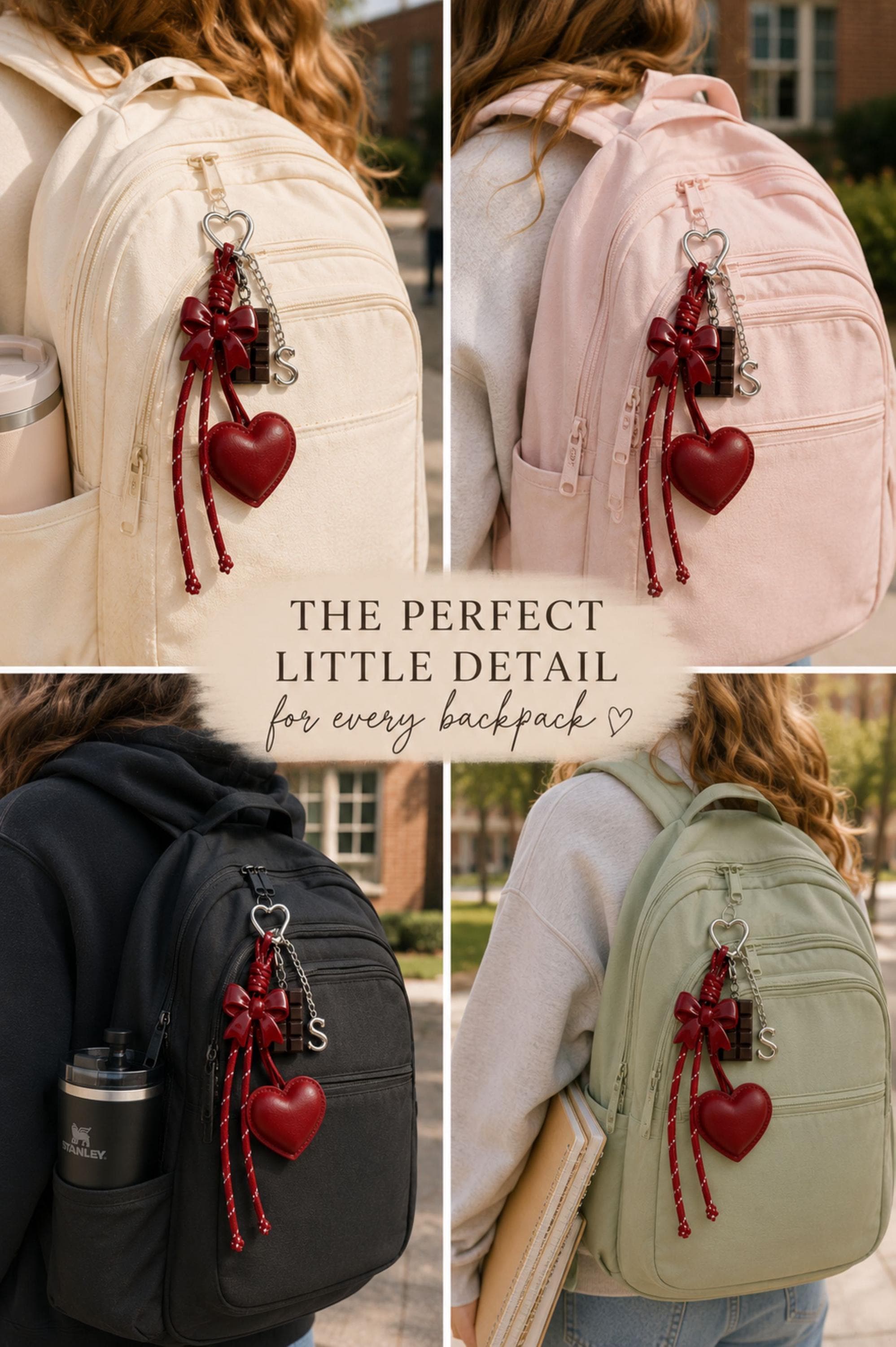 Personalized Backpack Charm initial bag keychain for girls, cute school bag charm, bookbag accessory, back to school gift, and personalized keychain. Product image 10.