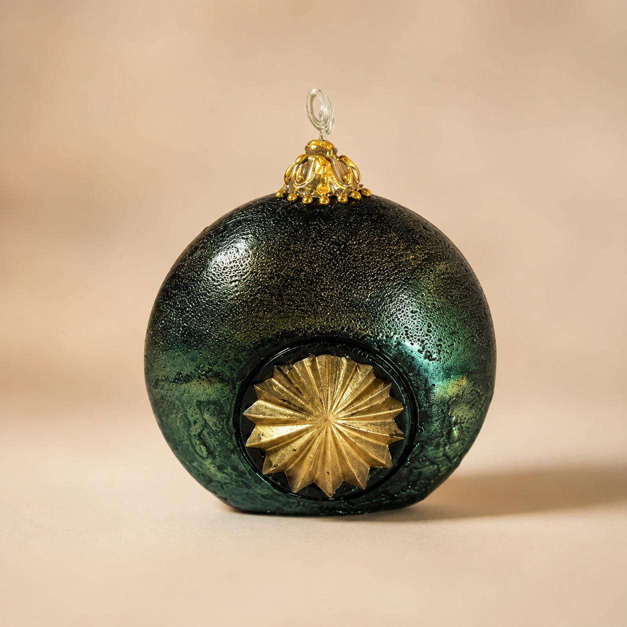 Luxury Decorative Orb Candle dark green handmade sculptural candle for modern home decor, unique housewarming gift, and sphere candle styling. Product image 10.