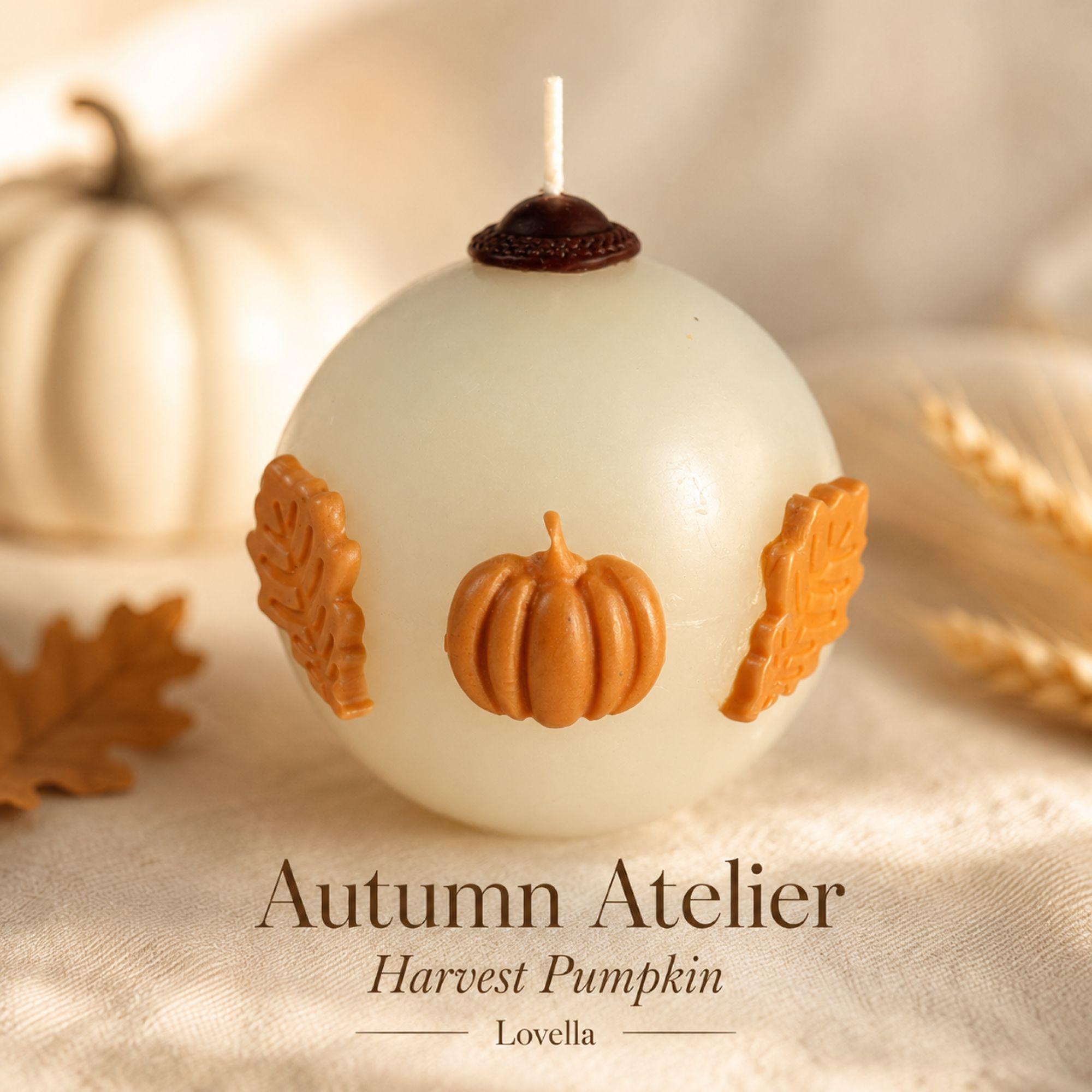 Pumpkin Candle handmade fall decor candle for Thanksgiving decor, autumn harvest styling, Halloween decor, and cozy housewarming gift. Product image 1.