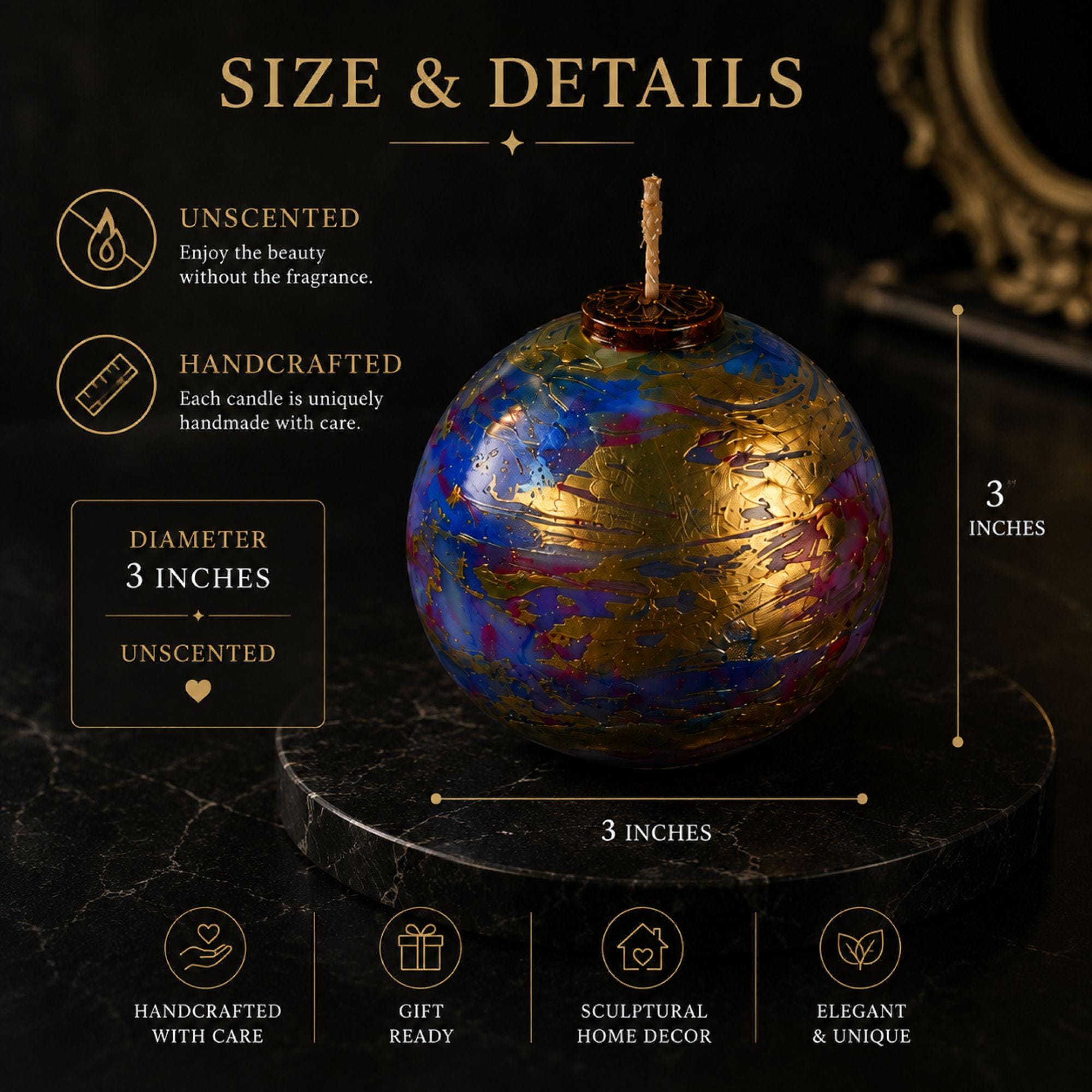 Modern handmade orb candle for unique candle lover gift and home decor