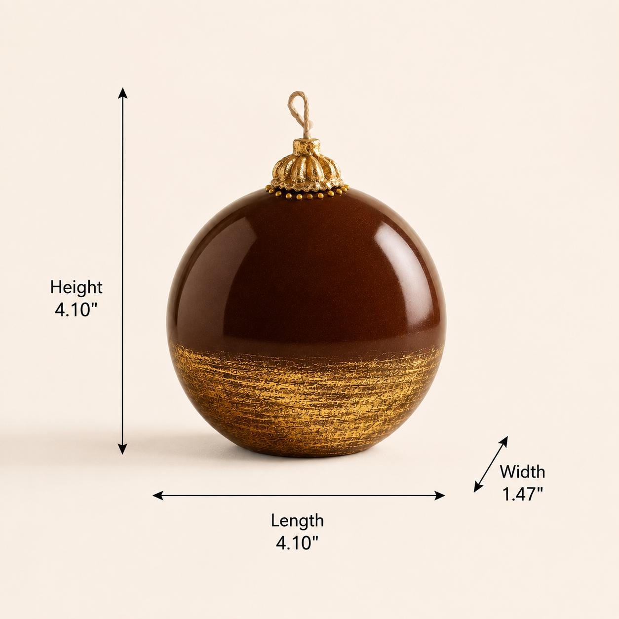 Luxury Brown & Gold Decorative Candle handmade sphere candle for elegant home decor, modern coffee table decor, and housewarming gift. Product image 3.