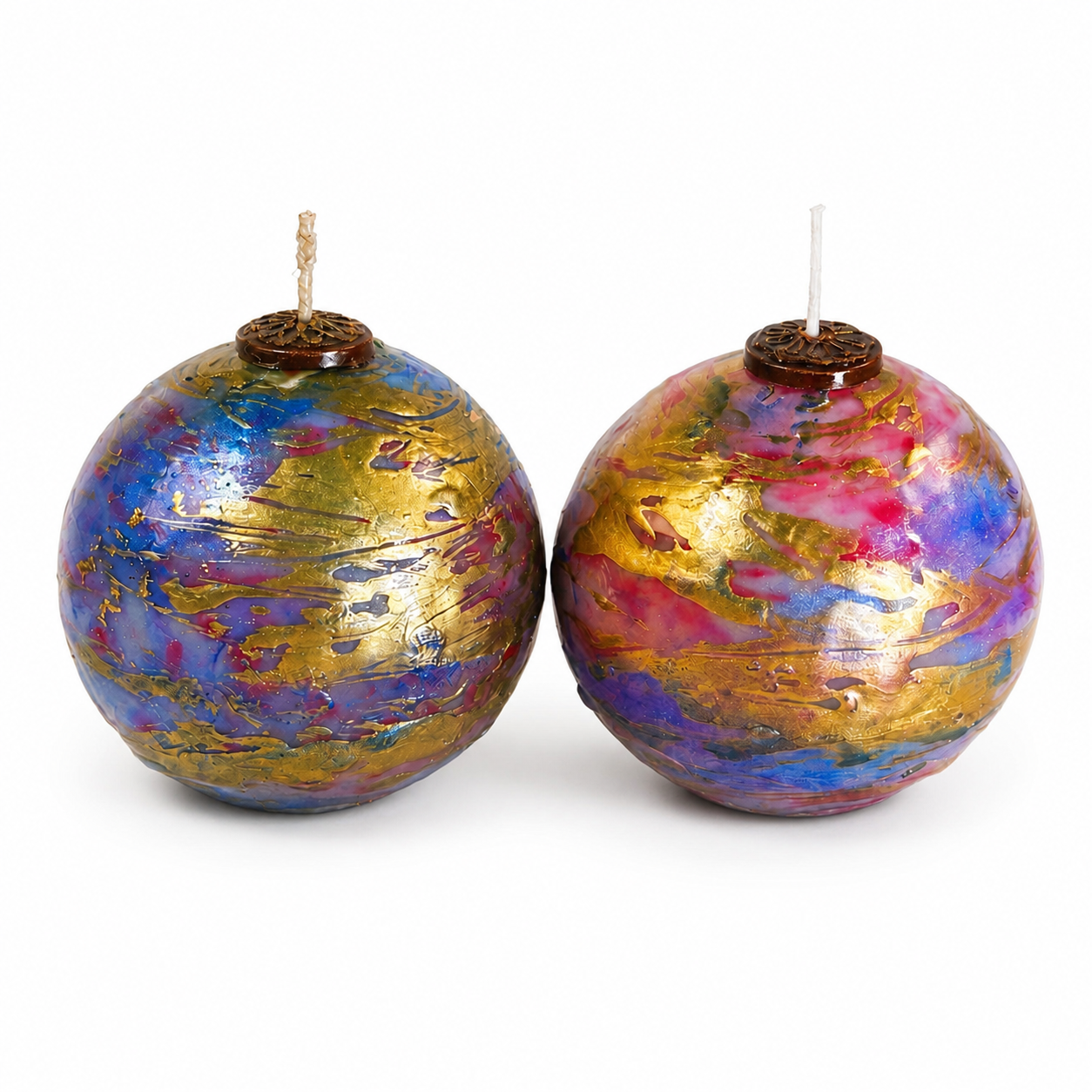 Luxury Decorative Sphere Candle celestial orb set on white background