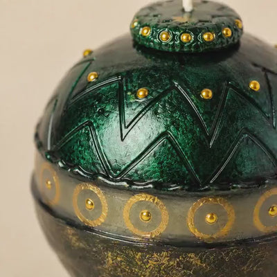 Emerald Green Candle, Gold Decorative Candle, Luxury Home Decor, Unique Candle Gift, Dark Botanical Decor