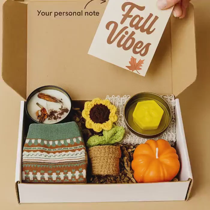 Fall Vibes Hygge Set, Gift Basket for Women, Cozy Care Package, Thanksgiving Favors