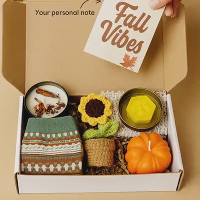 Fall Vibes Hygge Set, Gift Basket for Women, Cozy Care Package, Thanksgiving Favors