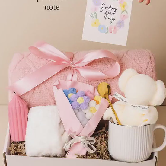 Sending a Hug Gift Box: Thinking of You, Birthday Care Package with Blanket