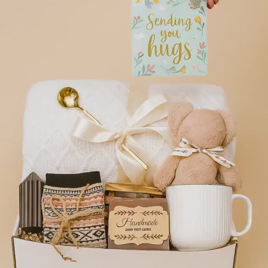 Blanket Gift Box for women, Basket for Sister, Mom, Friend, Care Package