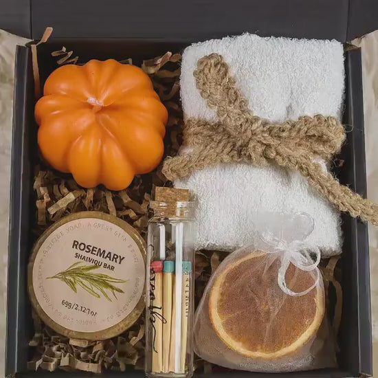 Cozy Fall Set, Spooky Season Gift, Pumpkin Spice Candle, Halloween Favors