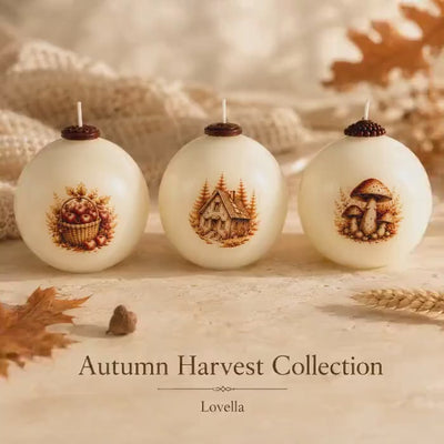 Fall Candle Set handmade autumn candle decor for harvest styling, Thanksgiving decor, cottagecore home decor, and cozy housewarming gift. Product video.