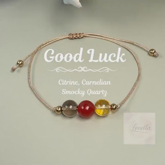 Good luck Minimalist Carnelian and Citrine Bracelet Duo with Evil Eye Protection prosperity crystals