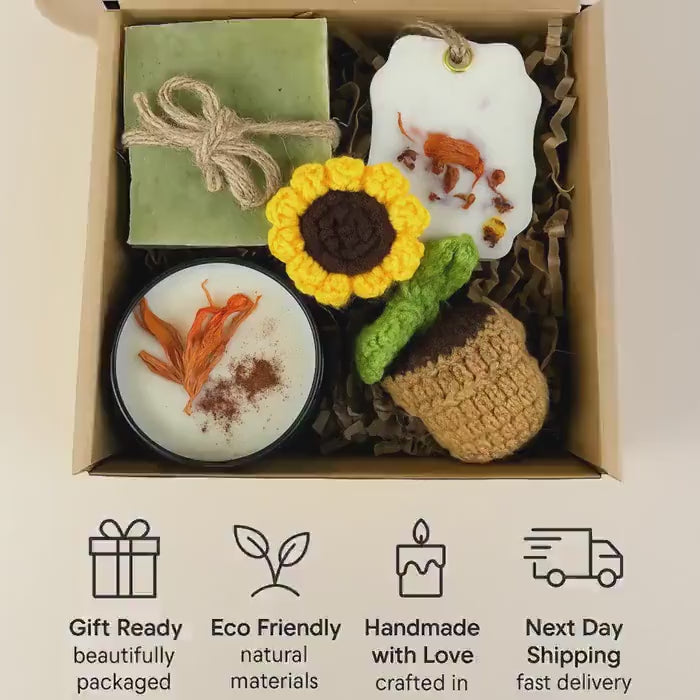 Thinking of You Care Package – Handmade Soap, Crochet Flower, Get Well Soon Spa Gift