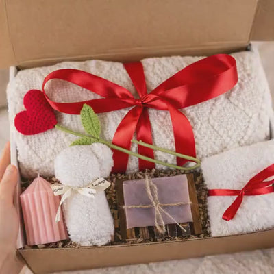 Valentine Gift Box Cozy Romantic Care Package Blanket Candle Handmade Self Love