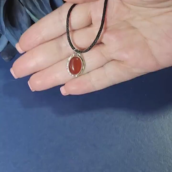 Carnelian Sterling Silver Protection Necklace: Adjustable Y2K Waterproof Jewelry