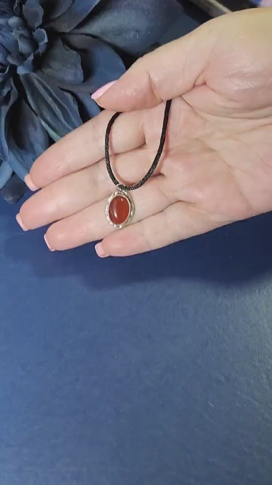 Carnelian Sterling Silver Protection Necklace: Adjustable Y2K Waterproof Jewelry