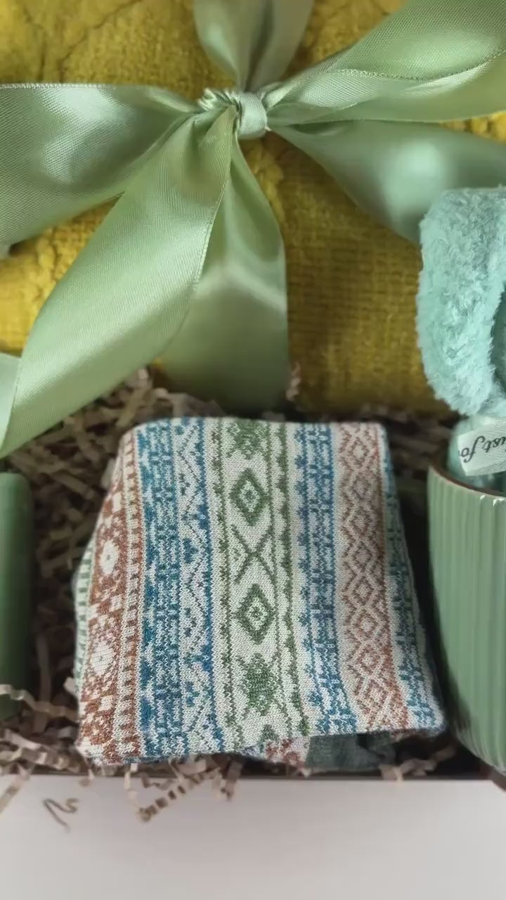 Cozy Blanket Gift basket, Care Package, Spa Bundle, Hug in Box