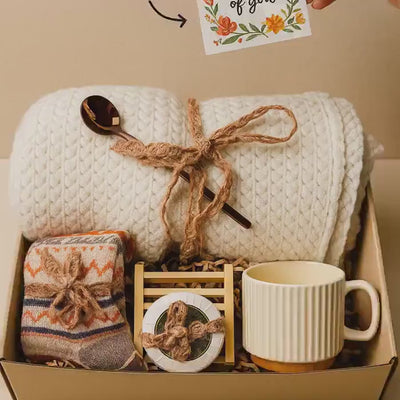 Care Package for Her – Handmade Soap, Candle, Cozy Socks Gift Thinking of you