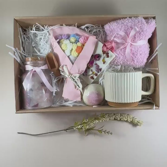 Self-Care Gift Box – Cheer Up Package, thinking of you Relaxing Spa Set with Bath Salt, handmade soap, wax sachet for Friend or Loved One