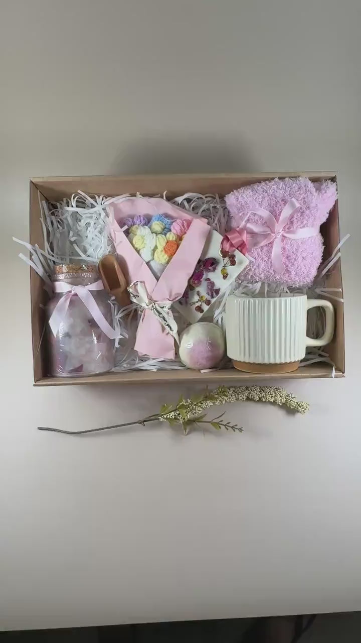 Self-Care Gift Box – Cheer Up Package, thinking of you Relaxing Spa Set with Bath Salt, handmade soap, wax sachet for Friend or Loved One